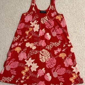NWT Fighting Eel Red and Pink Floral Mini Dress Macy XS Ava Sky